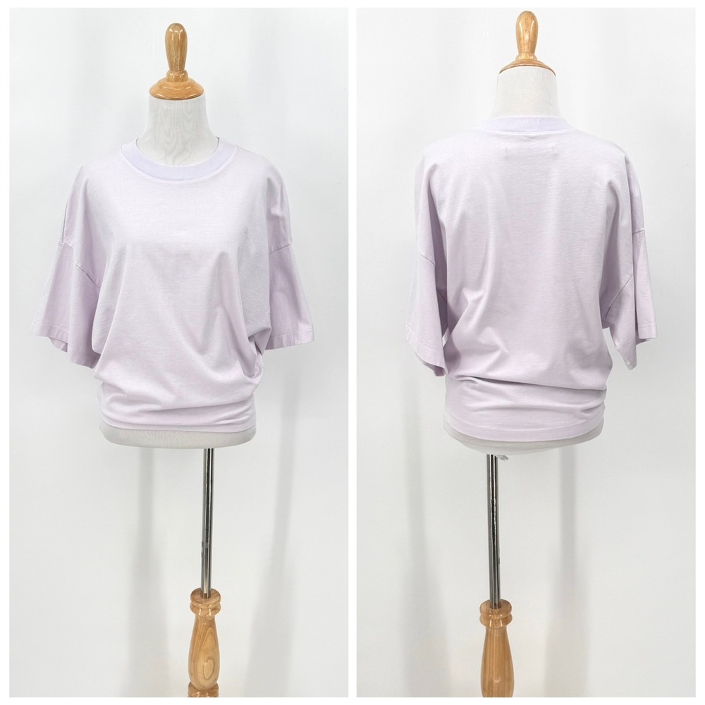 ENZA COSTA Short Sleeve Supima Curve Tee Small Iris Purple Crew Neck Relaxed NEW